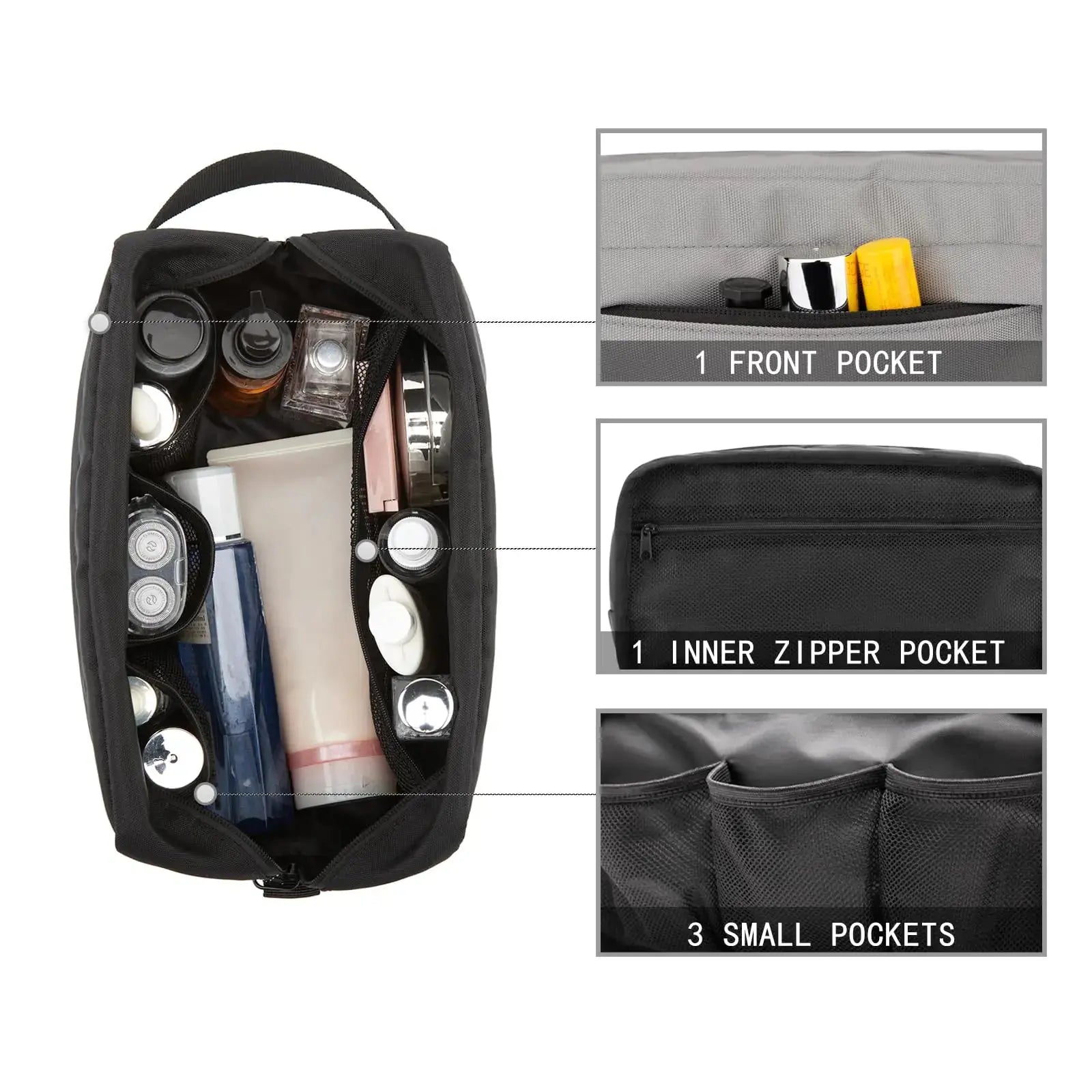 Vorspack Travel Toiletry Bag for Men - Large Water-Resistant Hanging Dopp Kit for Toiletries Accessories - Grey