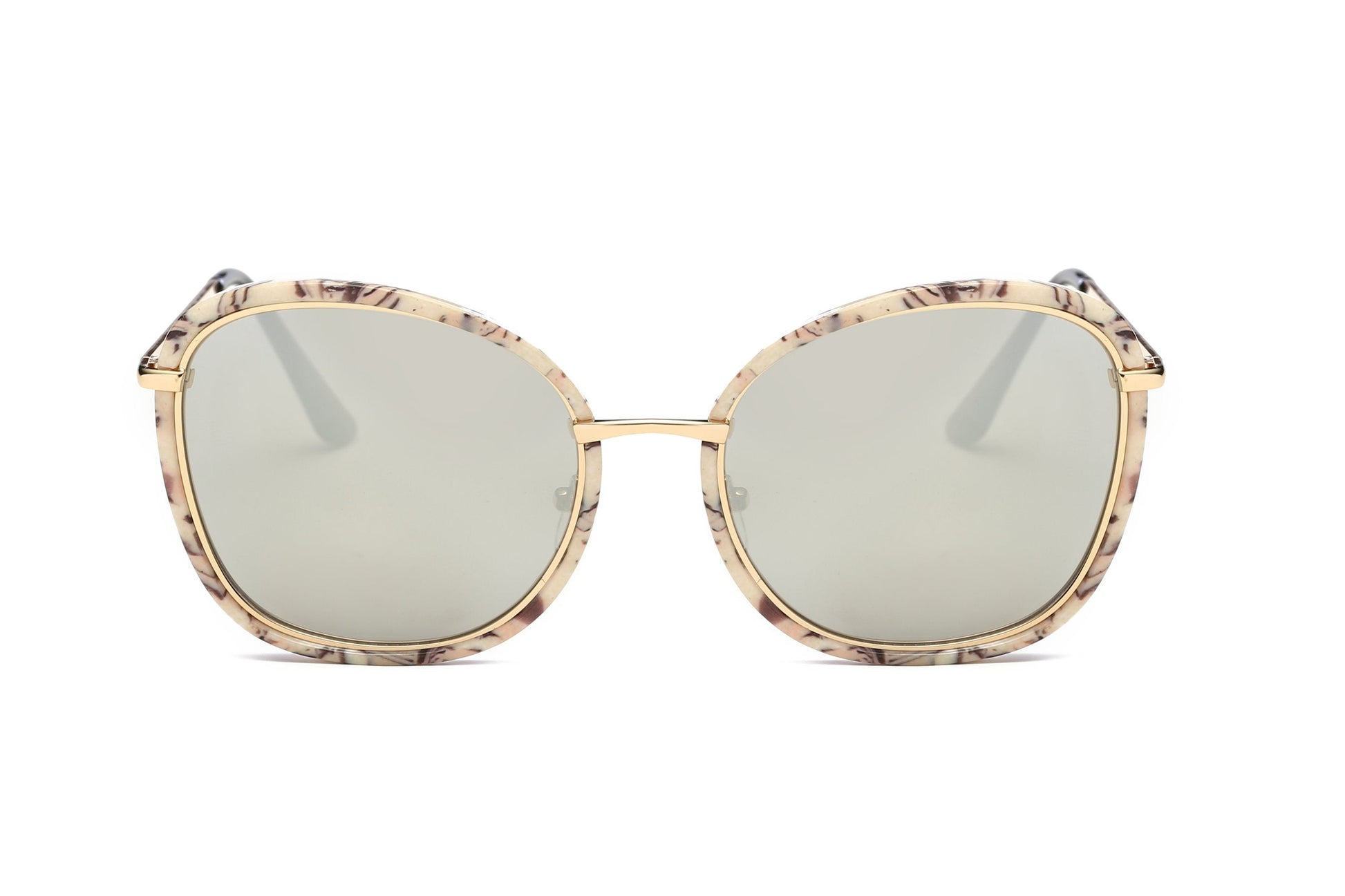 Women Round Cat Eye Sunglasses Pink Gold Oversized Slim