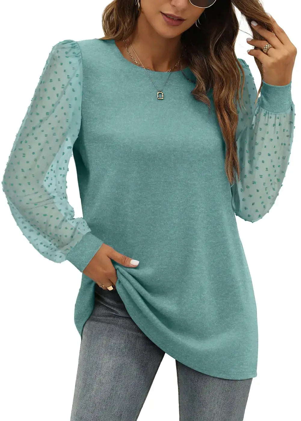 WIHOLL Long Sleeve Shirts for Women - Tunic Fall Trendy Crew Neck Clothes