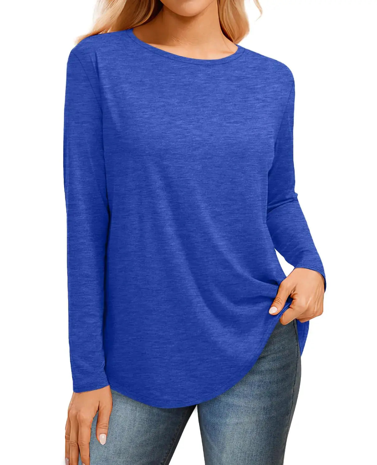 WIHOLL Womens Long Sleeve T Shirts 2024 Boat Neck Casual Basic Tshirt Fall Tops