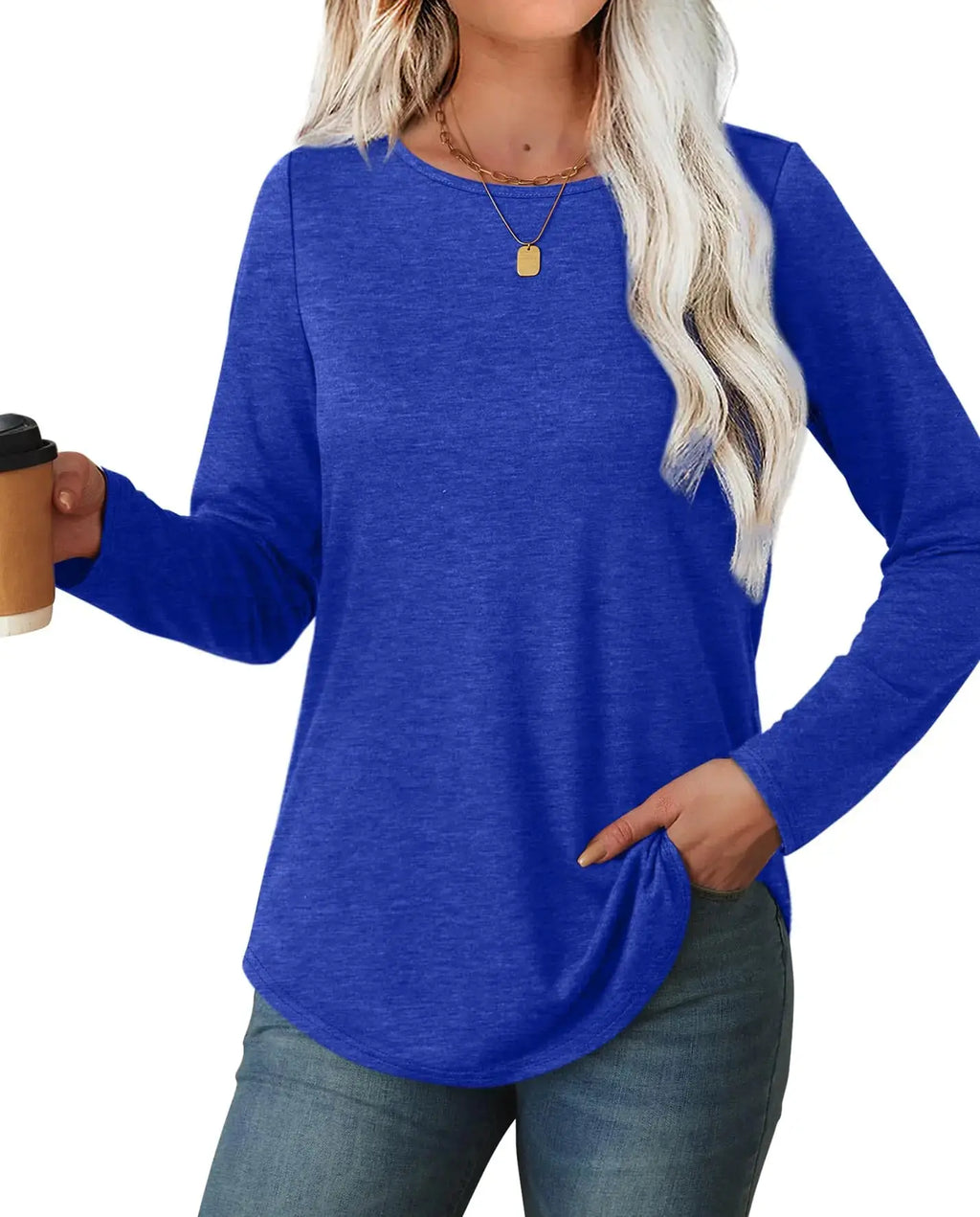 WIHOLL Womens Long Sleeve T Shirts 2024 Boat Neck Casual Basic Tshirt Fall Tops