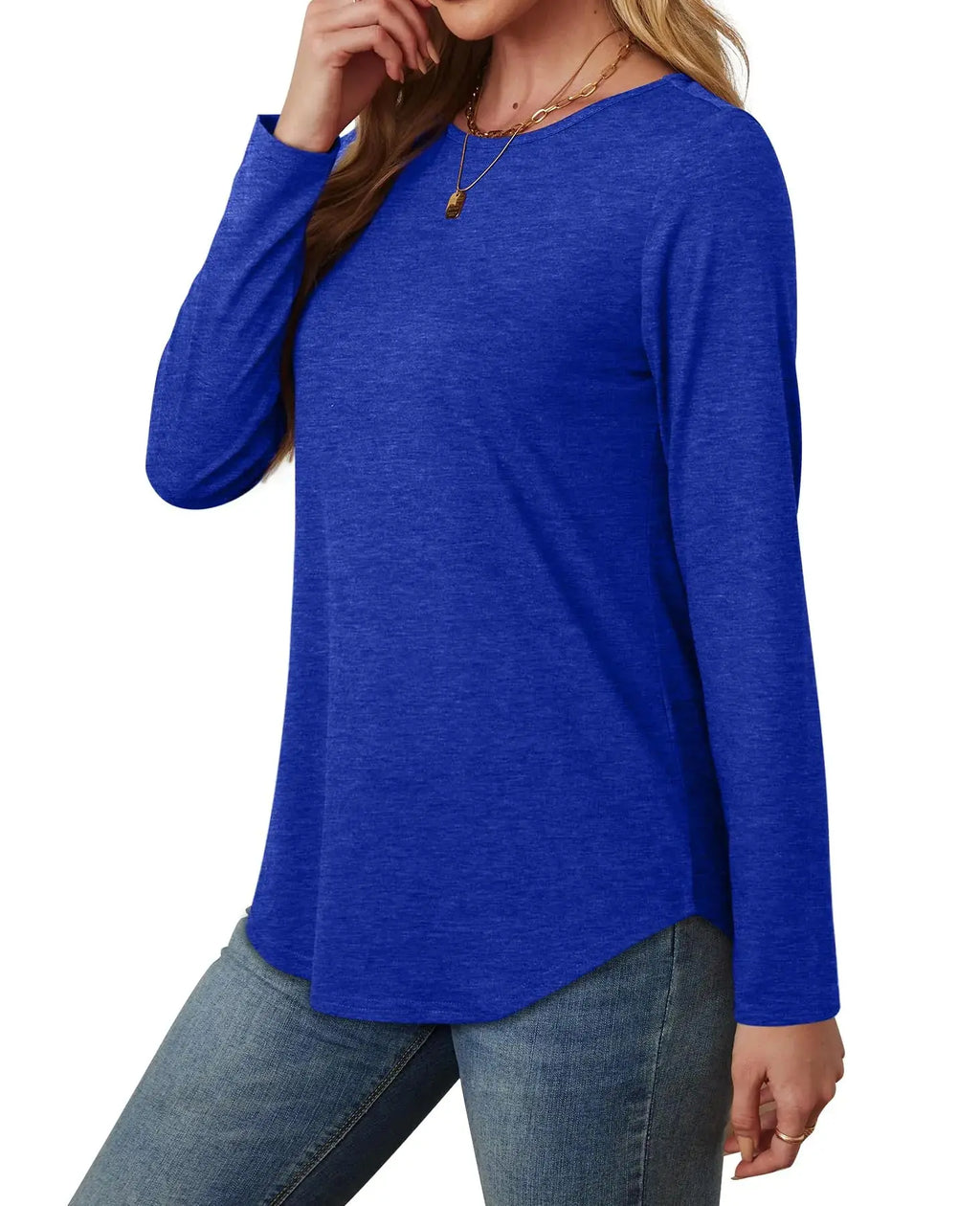WIHOLL Womens Long Sleeve T Shirts 2024 Boat Neck Casual Basic Tshirt Fall Tops