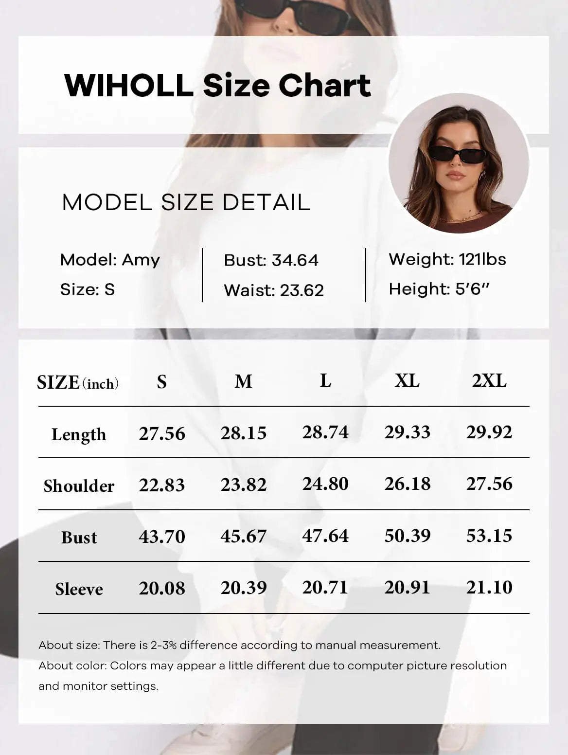 WIHOLL Womens Oversized Sweatshirts - Pink Crewneck Long Sleeve Top With Pocket