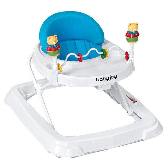 Costway Walker Adjustable Height Removable Toy Wheels Folding Portable Blue