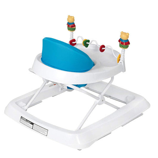 Costway Walker Adjustable Height Removable Toy Wheels Folding Portable Blue