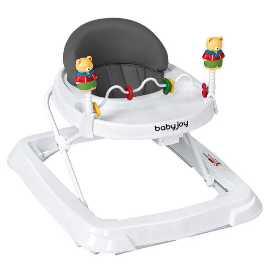 Costway Walker Adjustable Height Removable Toy Wheels Folding Portable Grey