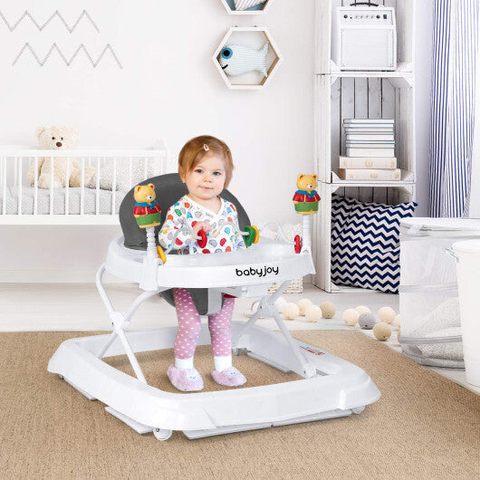 Costway Walker Adjustable Height Removable Toy Wheels Folding Portable Grey