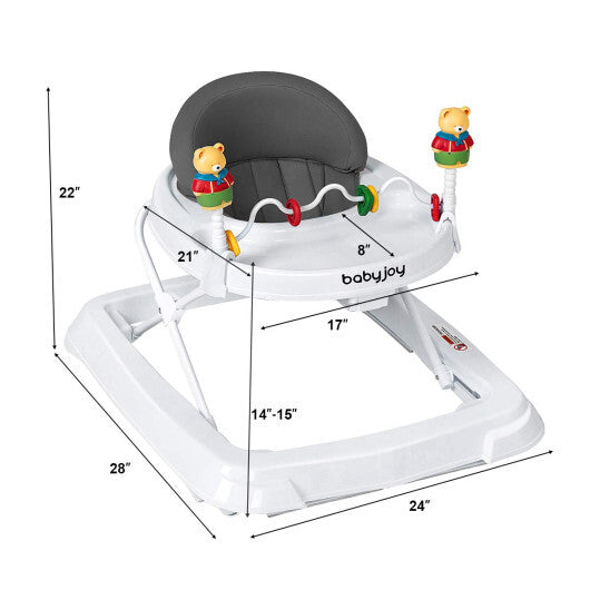 Costway Walker Adjustable Height Removable Toy Wheels Folding Portable Grey