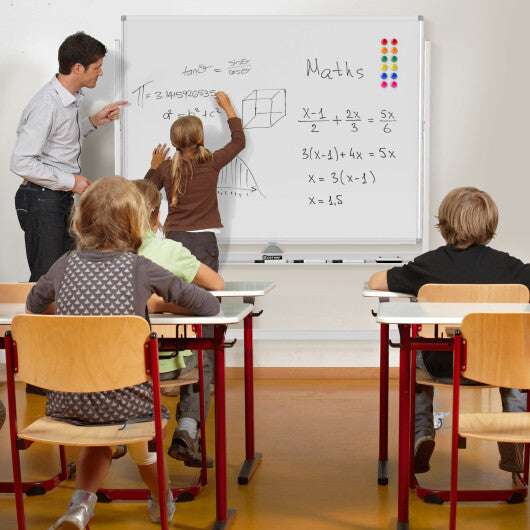 Costway 48 x 36 Inches Rolling Double-Sided Whiteboard with Magnetic Surface White