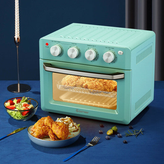 Costway 19 Qt Dehydrate Convection Air Fryer Toaster Oven with 5 Accessories-Green