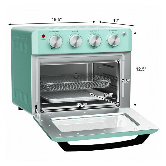 Costway 19 Qt Dehydrate Convection Air Fryer Toaster Oven with 5 Accessories-Green