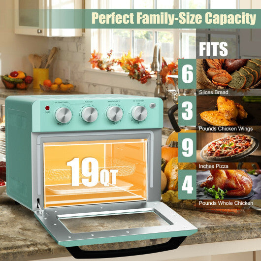 Costway 19 Qt Dehydrate Convection Air Fryer Toaster Oven with 5 Accessories-Green