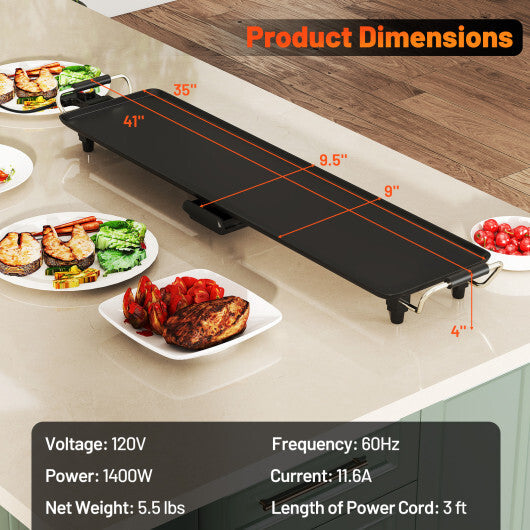 Costway 35 Inch Large Electric Griddle Nonstick BBQ Grill with Adjustable Temperature