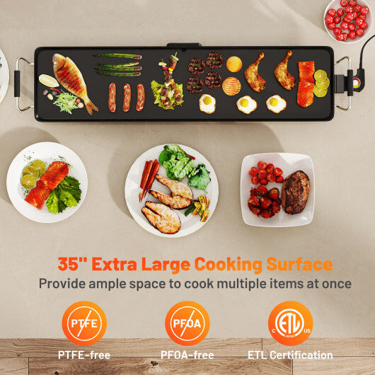 Costway 35 Inch Large Electric Griddle Nonstick BBQ Grill with Adjustable Temperature