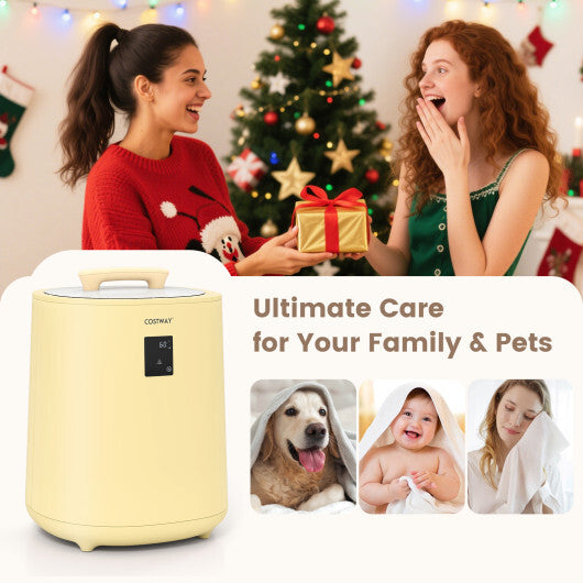 Costway 18L Large Towel Warmer with LED Display and Auto Shut off Yellow