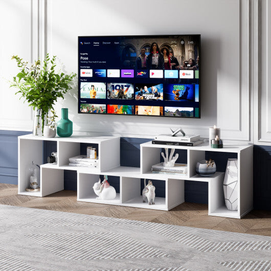 Costway 3 Pieces Adjustable TV Stand for TVs up to 65 Inch with Shelves White