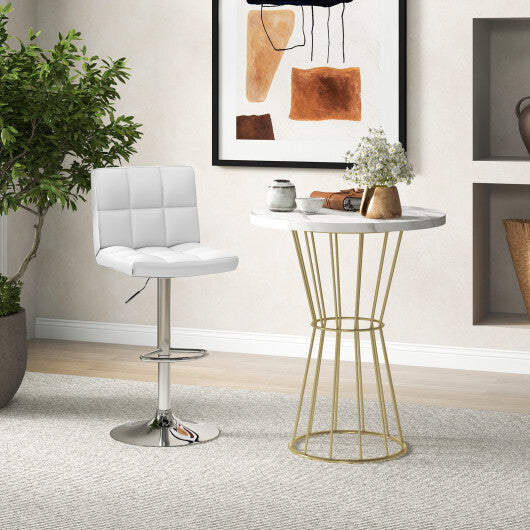 Costway Adjustable Swivel Bar Stool with PU Leather White