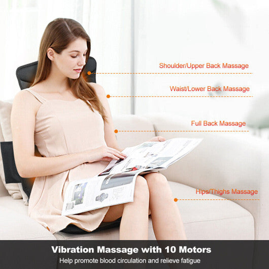 Costway Vibration Massage Seat Cushion Car 10 Vibration Motors Seat Back Massager