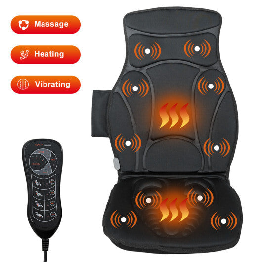 Costway Vibration Massage Seat Cushion Car 10 Vibration Motors Seat Back Massager