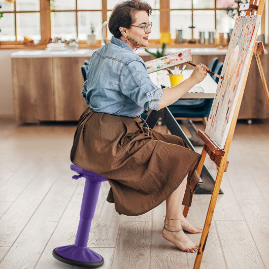 Costway Adjustable-Height Wobble Chair Active Learning Stool for Office Stand Up Desk Purple
