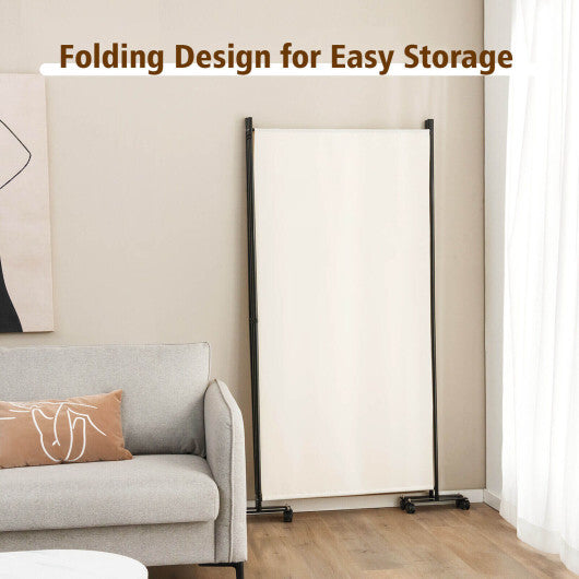 Costway 3-Panel Folding Room Divider 6Ft Rolling Privacy Screen with Lockable Wheels White