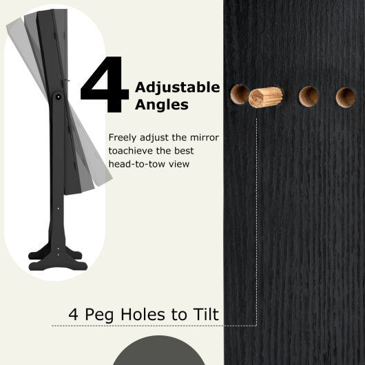 Costway Lockable Freestanding Jewelry Cabinet Armoire with Full-Length Mirror and Lights-Black