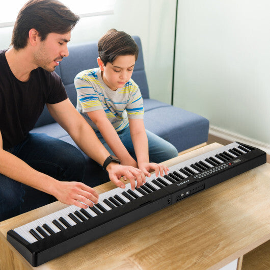 Costway 88 Key Foldable Electric Keyboard Piano with Wireless MIDI and Dual Speakers Black