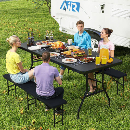 Costway Portable Folding Camping Table with Carrying Handle-Black