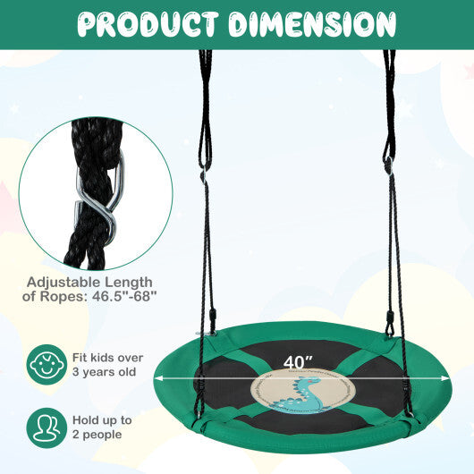 Costway 40" Flying Saucer Tree Swing Indoor Outdoor Play Set Swing for Kids Dark Green