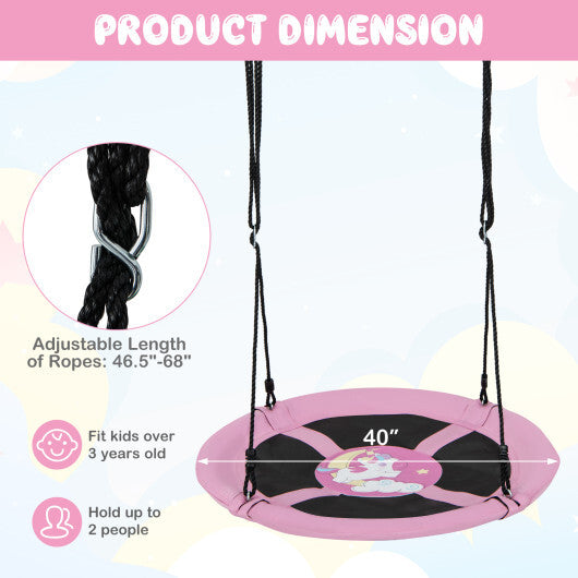 Costway 40" Flying Saucer Tree Swing Indoor Outdoor Play Set Swing for Kids Dark Pink