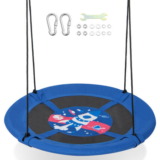 Costway 40" Flying Saucer Tree Swing Indoor Outdoor Play Set Swing for Kids Blue Rocket