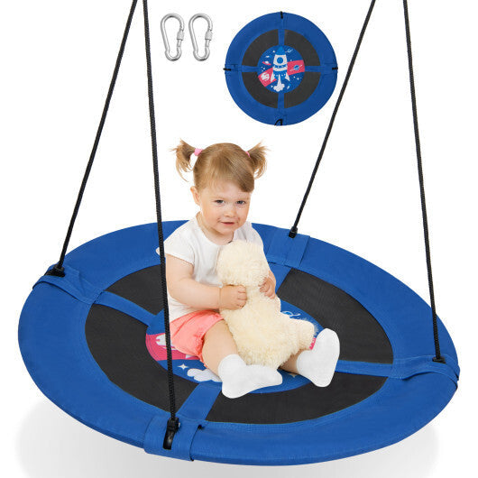 Costway 40" Flying Saucer Tree Swing Indoor Outdoor Play Set Swing for Kids Blue Rocket