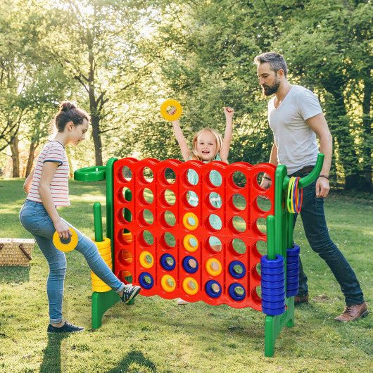 Costway 4-in-A Row Giant Game Set w/Basketball Hoop for Family Red