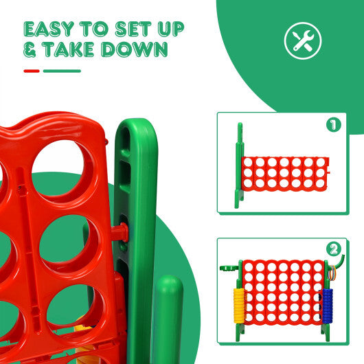 Costway 4-in-A Row Giant Game Set w/Basketball Hoop for Family Red