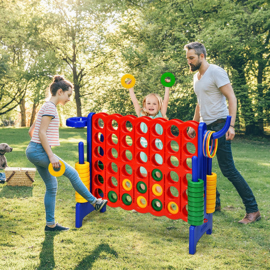 Costway 4-in-A Row Giant Game Set w/Basketball Hoop for Family Red