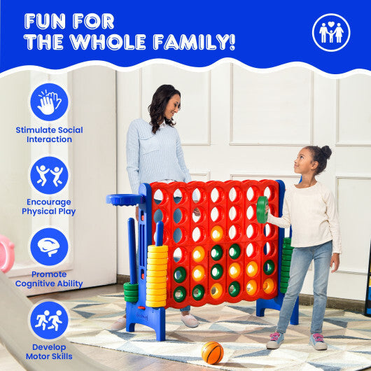 Costway 4-in-A Row Giant Game Set w/Basketball Hoop for Family Red