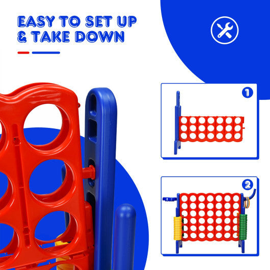 Costway 4-in-A Row Giant Game Set w/Basketball Hoop for Family Red