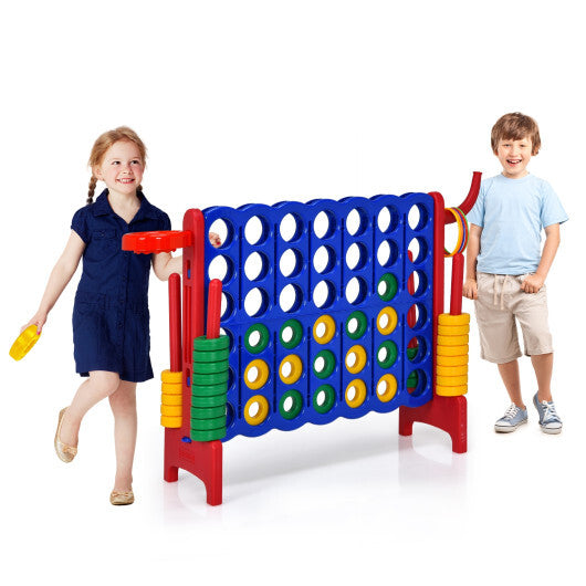 Costway 4-in-A Row Giant Game Set w/Basketball Hoop for Family Red