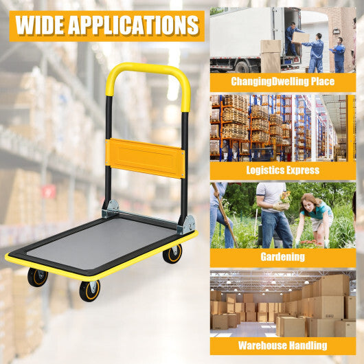 Costway 330lbs Folding Platform Cart Dolly Push Hand Truck Moving Warehouse Foldable