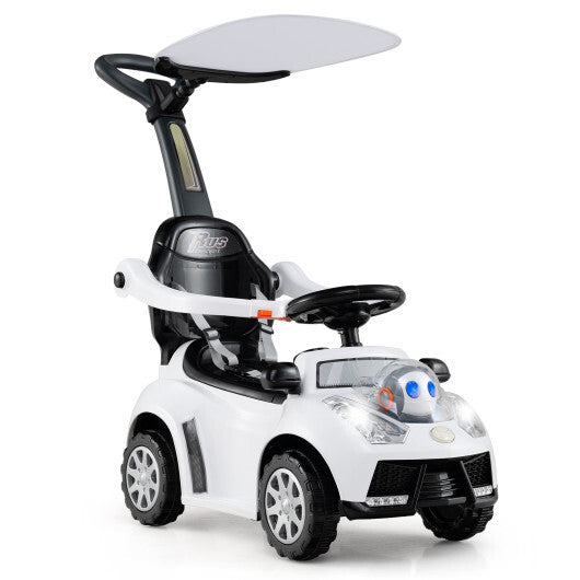 Costway 3-in-1 Push Car for Toddler Stroller Sliding Walking Car for Boys and Girls - White