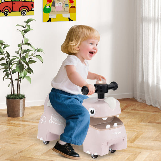 Costway Toddler Ride on Toy Walking Sliding Car with Lights and Music-Pink