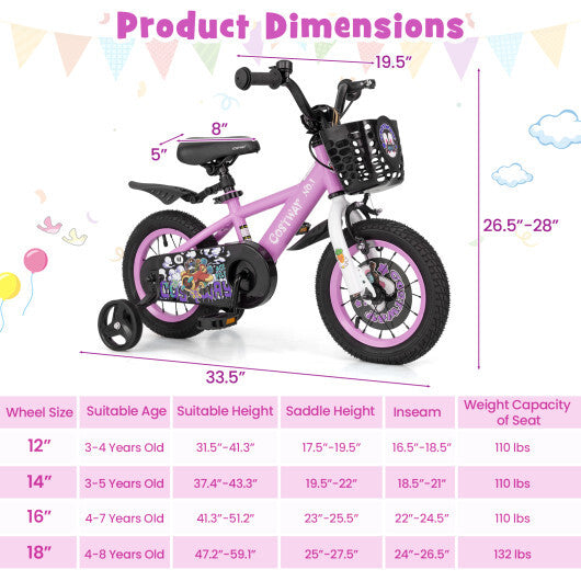 Costway 12 Inch Kids Bike for 3-4 Years Old Sport Bicycle with Adjustable Handlebar and Saddle-12 inches