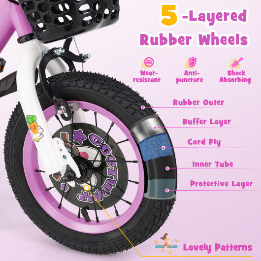 Costway 12 Inch Kids Bike for 3-4 Years Old Sport Bicycle with Adjustable Handlebar and Saddle-12 inches