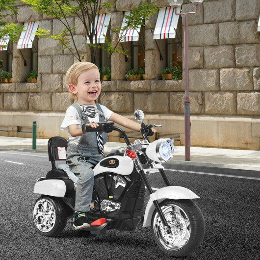 Costway 3 Wheel Kids Ride On Motorcycle 6V Battery Powered Electric Toy White