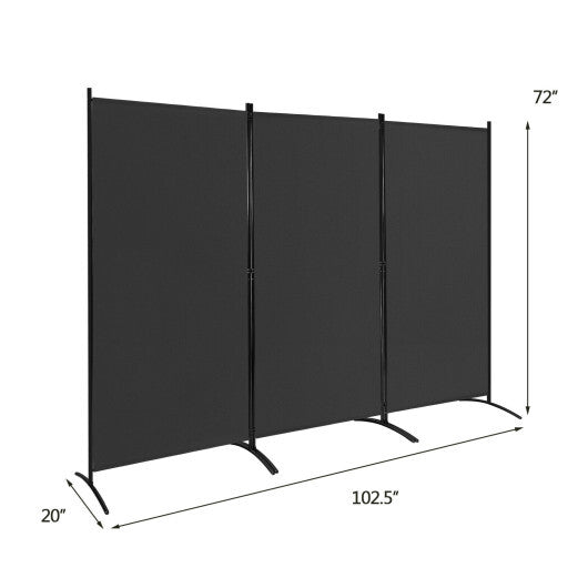 Costway 3-Panel Room Divider Folding Privacy Partition Screen for Office Room-Black