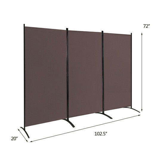 Costway 3-Panel Room Divider Folding Privacy Partition Screen for Office Room-Brown