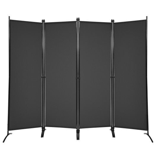 Costway 4-Panel  Room Divider with Steel Frame-Black