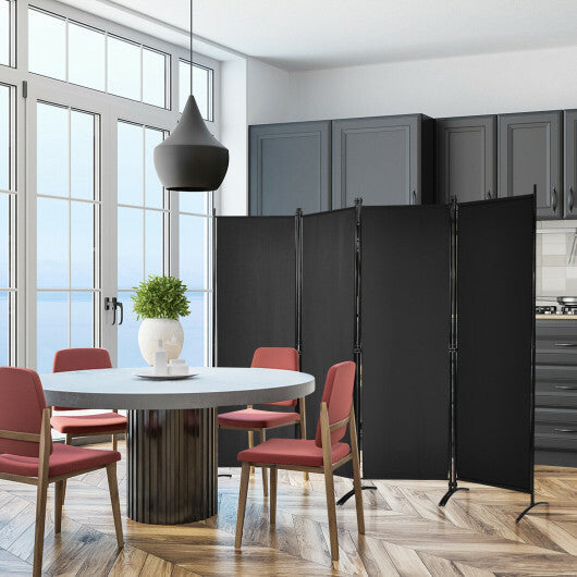 Costway 4-Panel  Room Divider with Steel Frame-Black