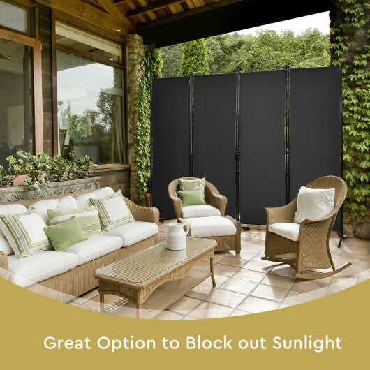 Costway 4-Panel  Room Divider with Steel Frame-Black