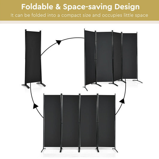 Costway 4-Panel  Room Divider with Steel Frame-Black